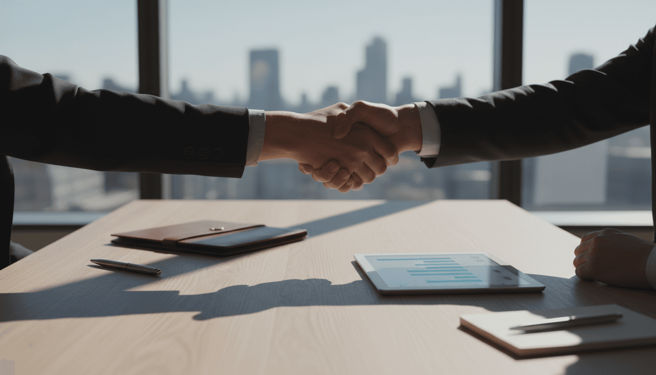 Business owner shaking hands with a consultant